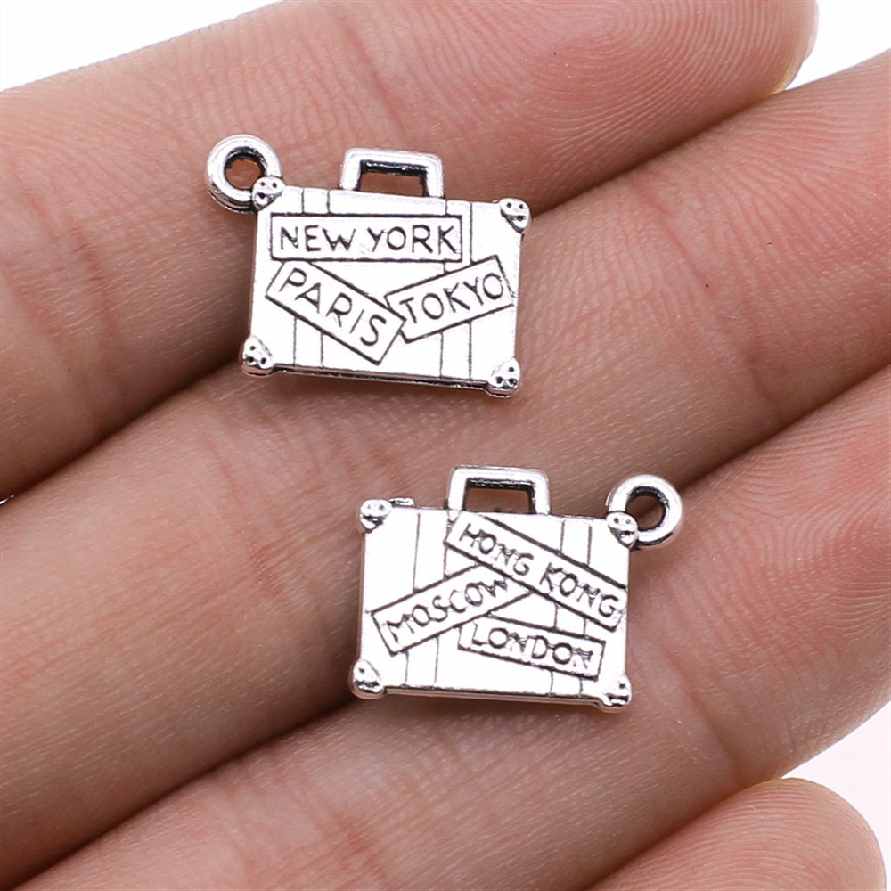 Jewelry Making Tokyo - 金属製のスーツケース,10個/ロット13*17mm,チャーム付き,新生児用,手作りジュエリー作りの工芸品