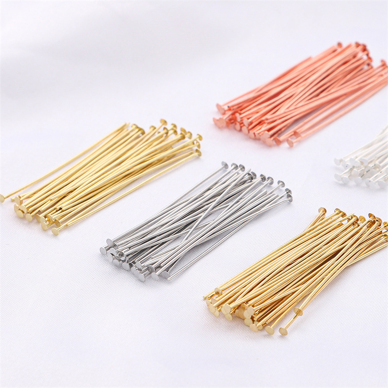 Jewelry Making Silver - 50個/パック 925スターリングシルバー フラットヘッドピン クラフト用 イヤリング ブレスレット