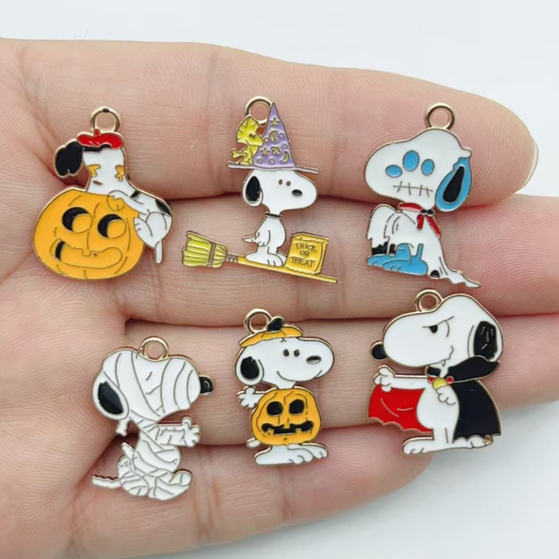 Jewelry Making Party - 10 個かわいいハロウィン漫画子犬合金エナメルチャームカボチャペンダント DIY ジュエリー作成アクセサリー