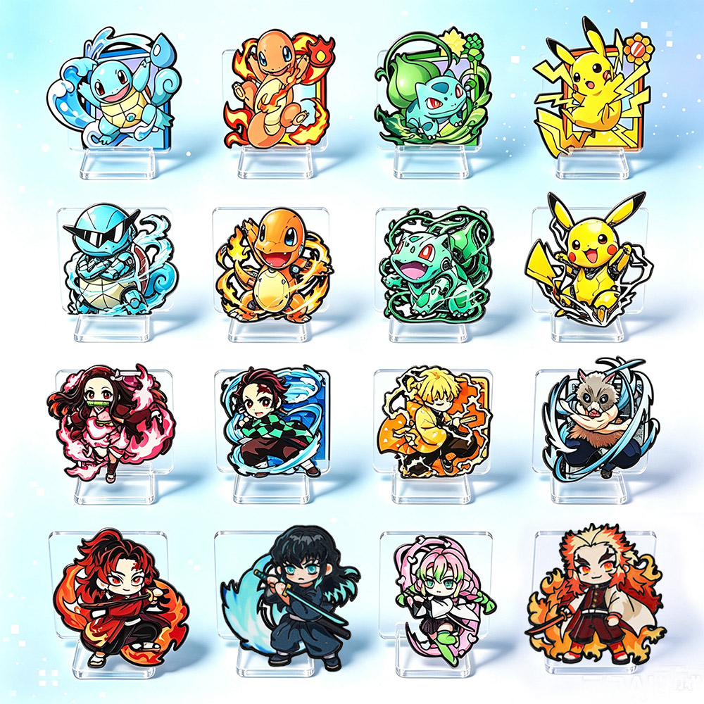 Jewelry Making Ideas - 8 個アニメポケモン & デーモンスレイヤーエナメルピン漫画少女ラペルブローチかわいいキャラクターコレクタブルバッジバックパックジュエリーギフト