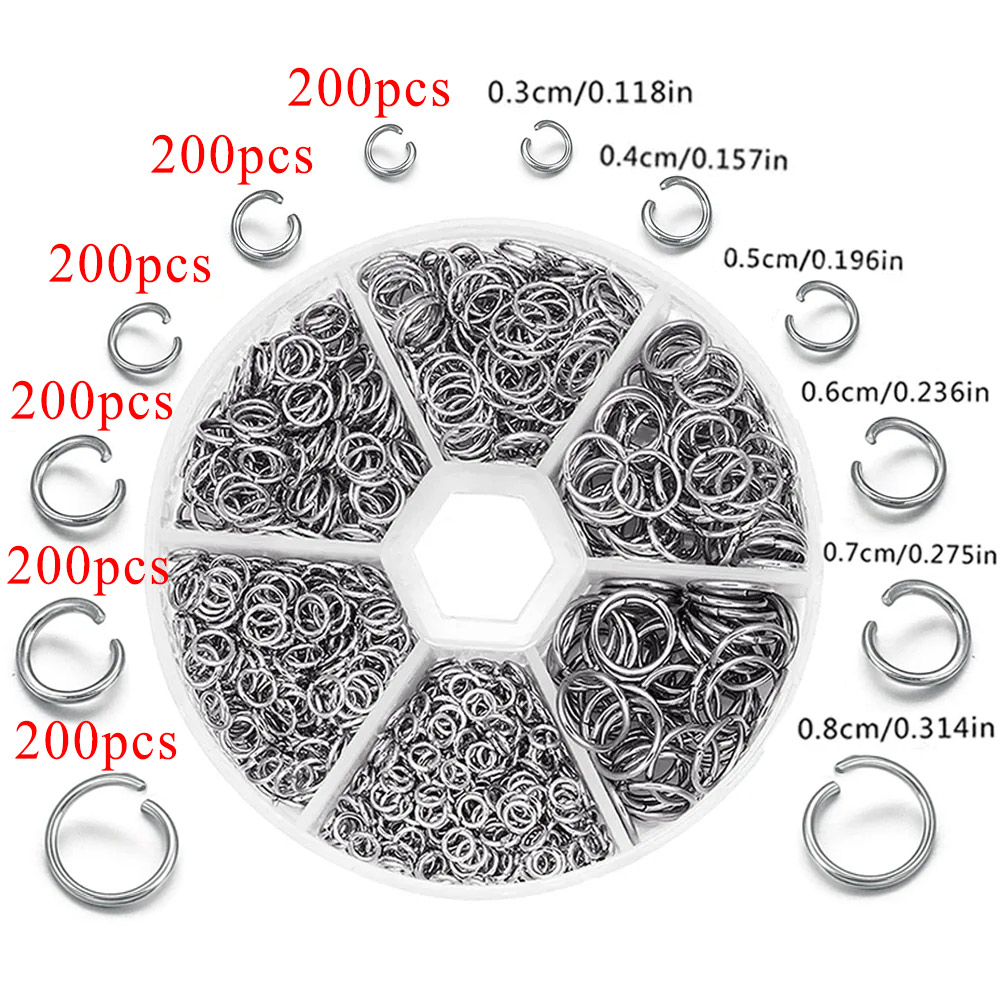 Jewelry Making Closed Jump Rings - 1200個のステンレス製ジャンプリング＆スプリットリングコネクター、DIYネックレス、ブレスレット、イヤリング、キーホルダー、ジュエリー製作アクセサリー用