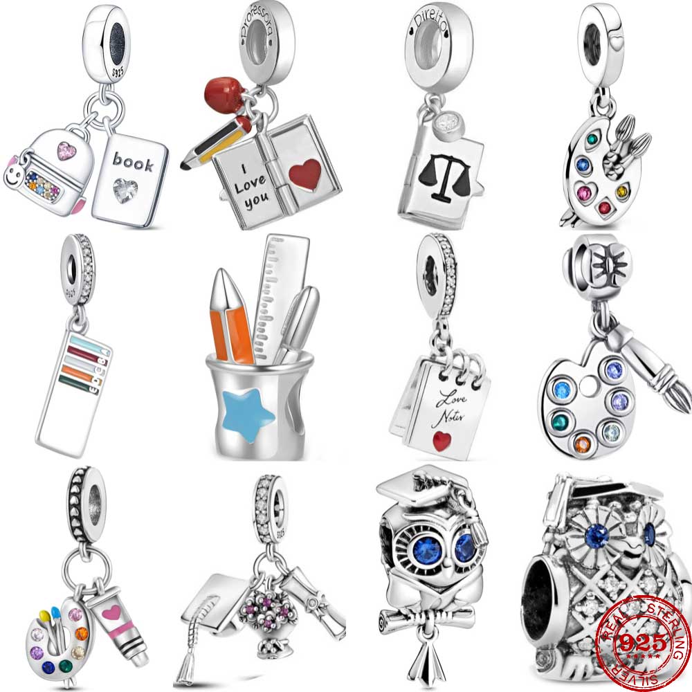 Jewelry Making Journal - 女性用925スターリングシルバーチャームビーズ、オリジナルペンダントブレスレットに適合、DIYファッション、ジュエリー、読書、教師、卒業式、新しい、2024