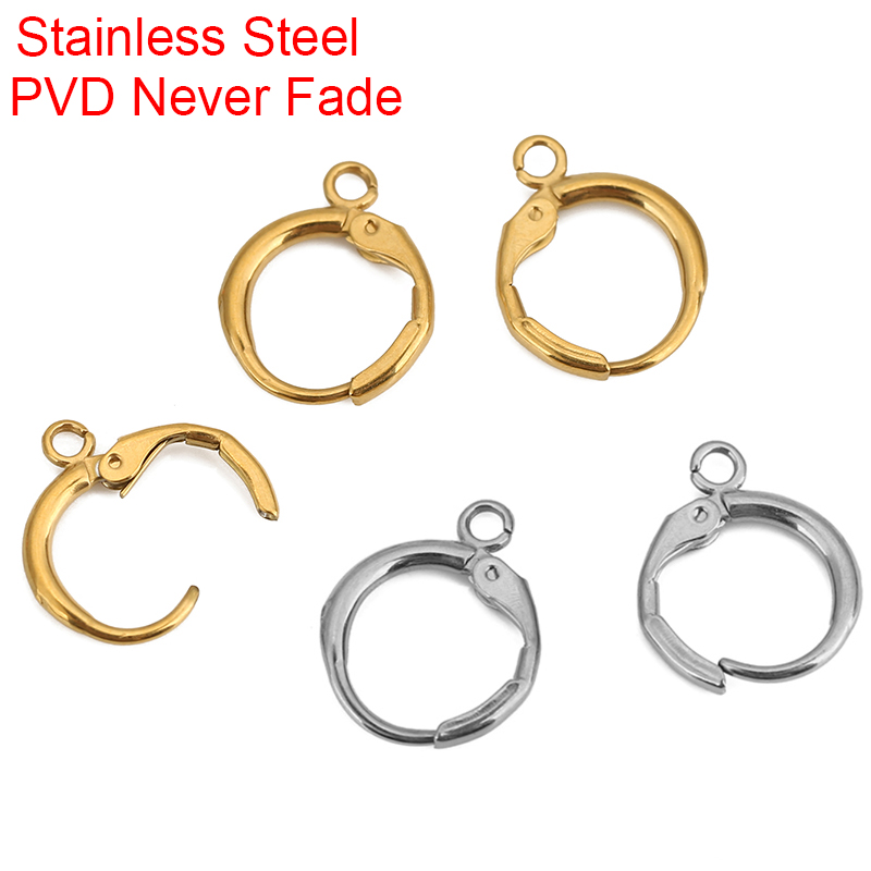Jewelry Making Hardware - 10 個 PVD ​​色褪せないステンレス鋼のイヤリングフックループ 12 ミリメートル低刺激性イヤリングクラスプジュエリー
