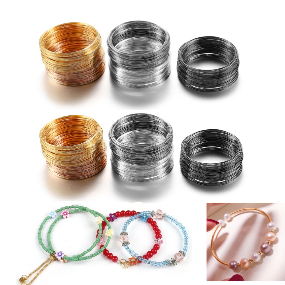 Jewelry Making Silver - 100 ループ/ロット 0.6 ミリメートルシルバーゴールドブロンズメモリービーズ鋼線 DIY ジュエリー作成所見アクセサリー用品ブレスレット