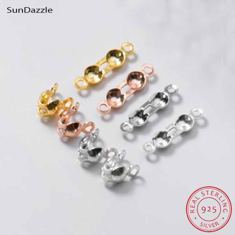 Jewelry Making Ideas - 4個入り 本物の純銀925製 クロージャーエンドビーズ クラスプ クリップ ゴールドクリンプコネクター