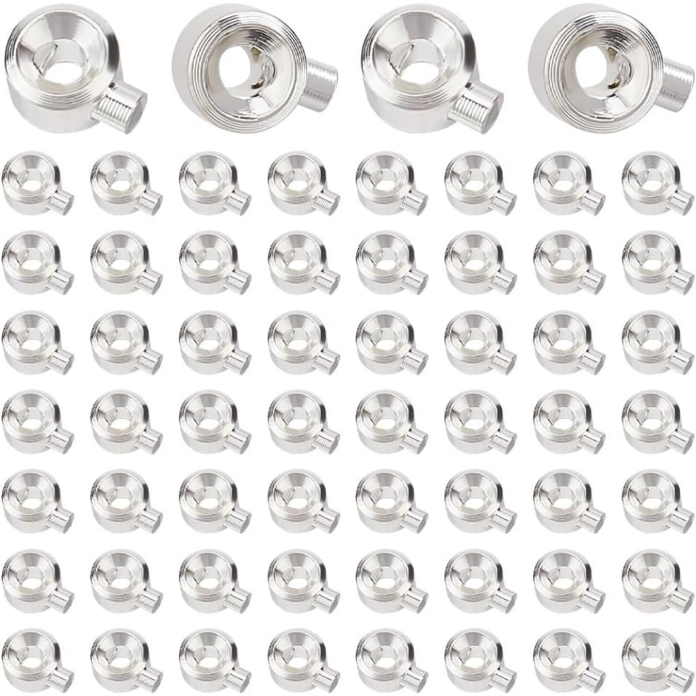 Jewelry Making Silver - ジュエリー作り用真ちゅう製圧着ビーズ、メッキスペーサービーズ、メタルチャーム、真ちゅう製製造キット、925スターリングシルバー、60個