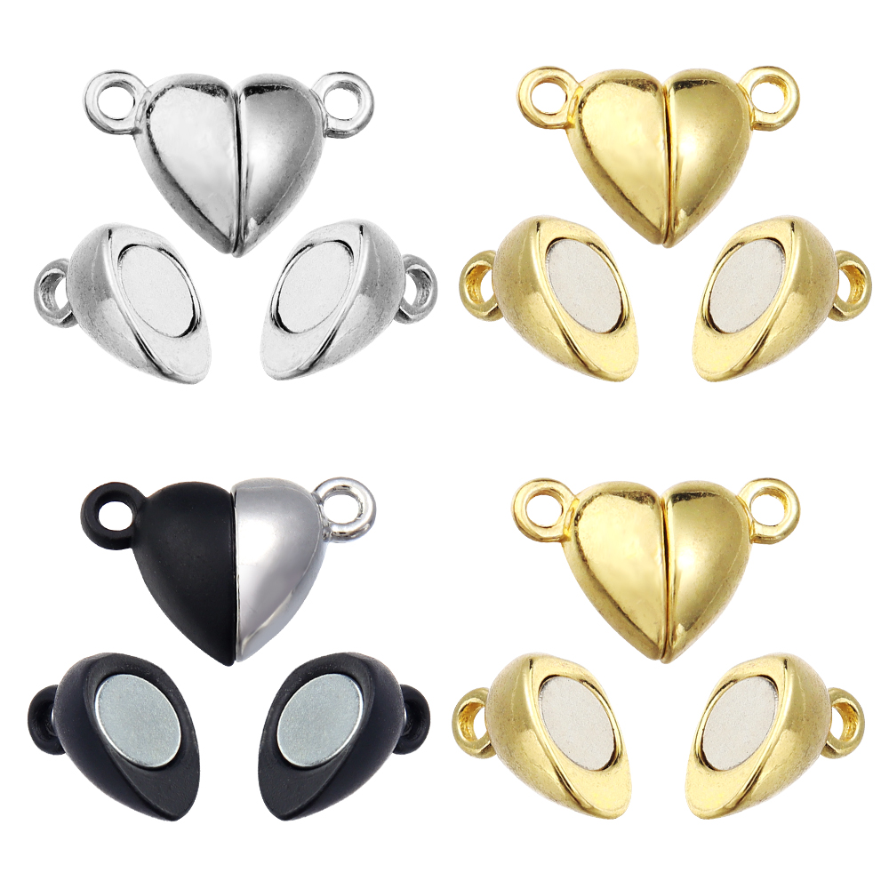 Jewelry Making Ideas - 5 ピース/ロット合金ラブハート型磁気クラスプネックレスブレスレット用マグネットエンドクラスプコネクタ DIY ジュエリー作成用品