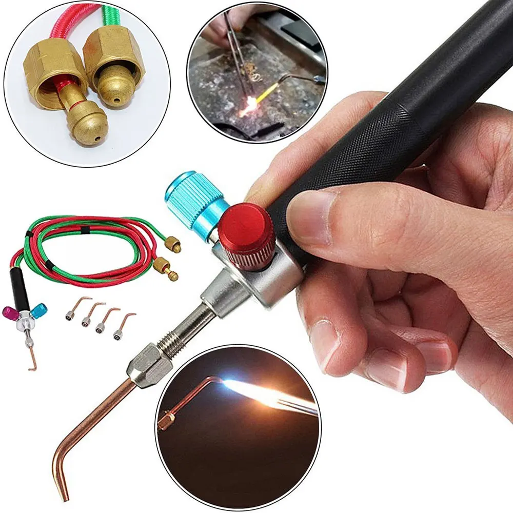 Jewelry Making Torch - ミニジュエリーガス溶接マイクロトーチ、ジュエリー溶接ホース、小さなはんだ付けキット、5つのノズル、マルチカラー