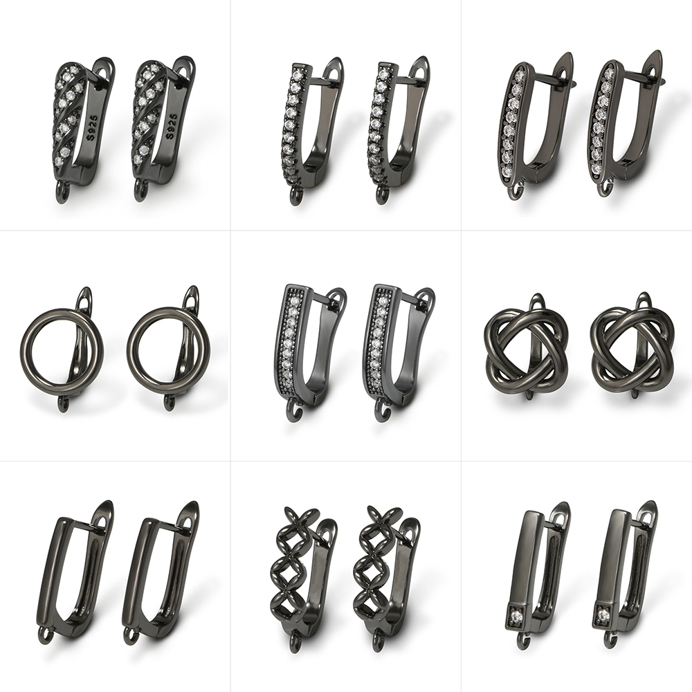 Jewelry Making Ideas - YANASI 1 ペアガンブラック真鍮イヤリングフック DIY 女性ジュエリー作成用品所見アクセサリー抗アレルギー