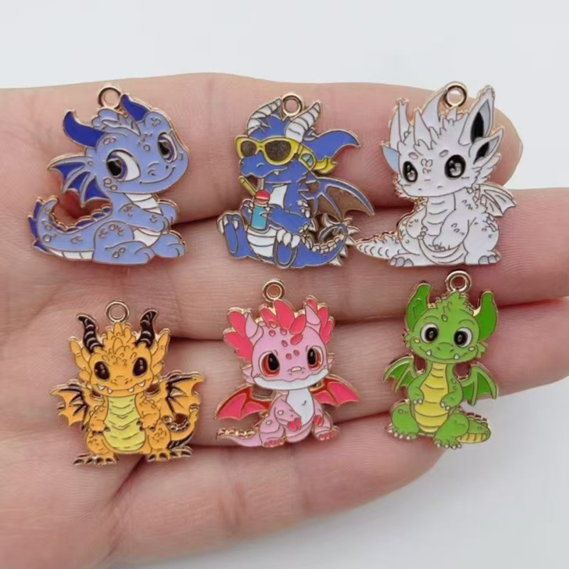 Jewelry Making Party - 10 個パーソナライズされたリトルフライングドラゴン DIY 漫画ドリップオイルジュエリーアクセサリーシングルハンギングかわいいペンダントイヤリングネックレス K