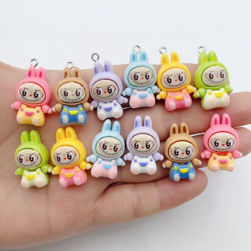 Jewelry Making Party - 10 個かわいいウサギイチゴハウス樹脂チャーム素敵な漫画の動物ペンダントイヤリングキーホルダー DIY ジュエリーメイク用