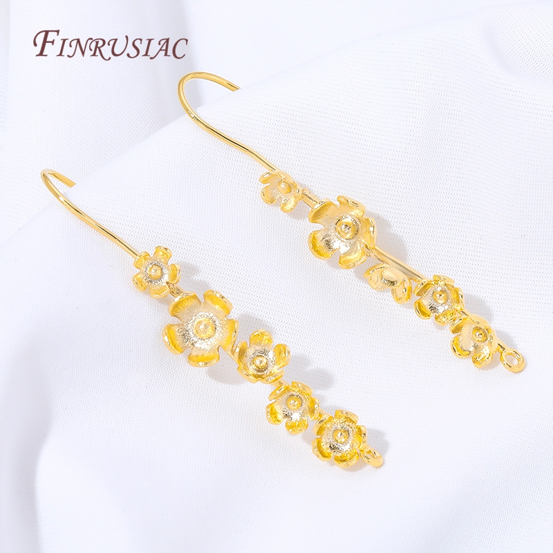 Jewelry Making Earring Supplies - 18Kゴールドメッキフラワーイヤリングフック、ヴィンテージフローラルダングルイヤリングパーツ、ジュエリー製作、DIYイヤリングアクセサリー用品