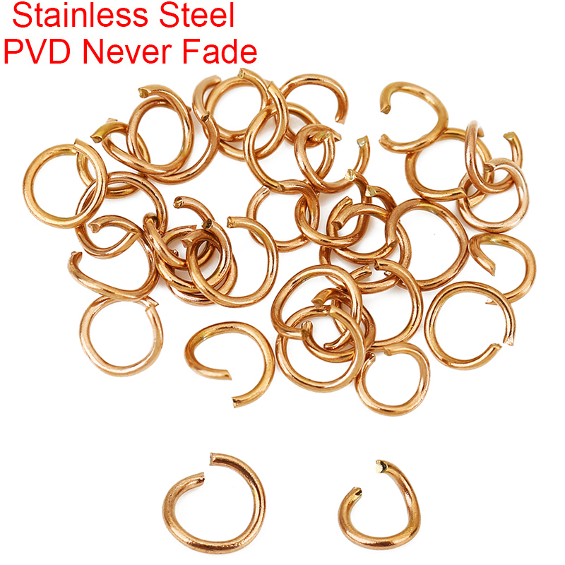 Jewelry Making Closed Jump Rings - 100個入り ローズゴールドメッキ ステンレス製 オープンジャンプリング 3 4
