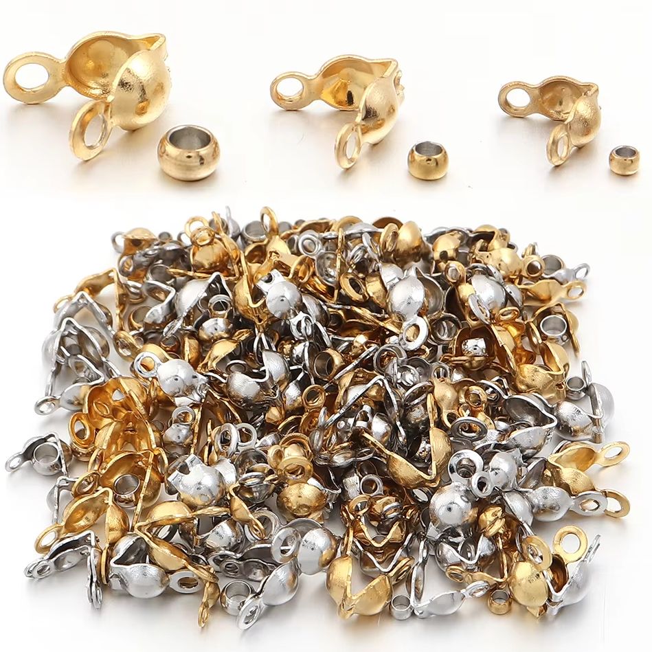Jewelry Making Beginners - 40～200個入り ステンレス製 コネクター クラスプ クリンプエンド ビーズ
