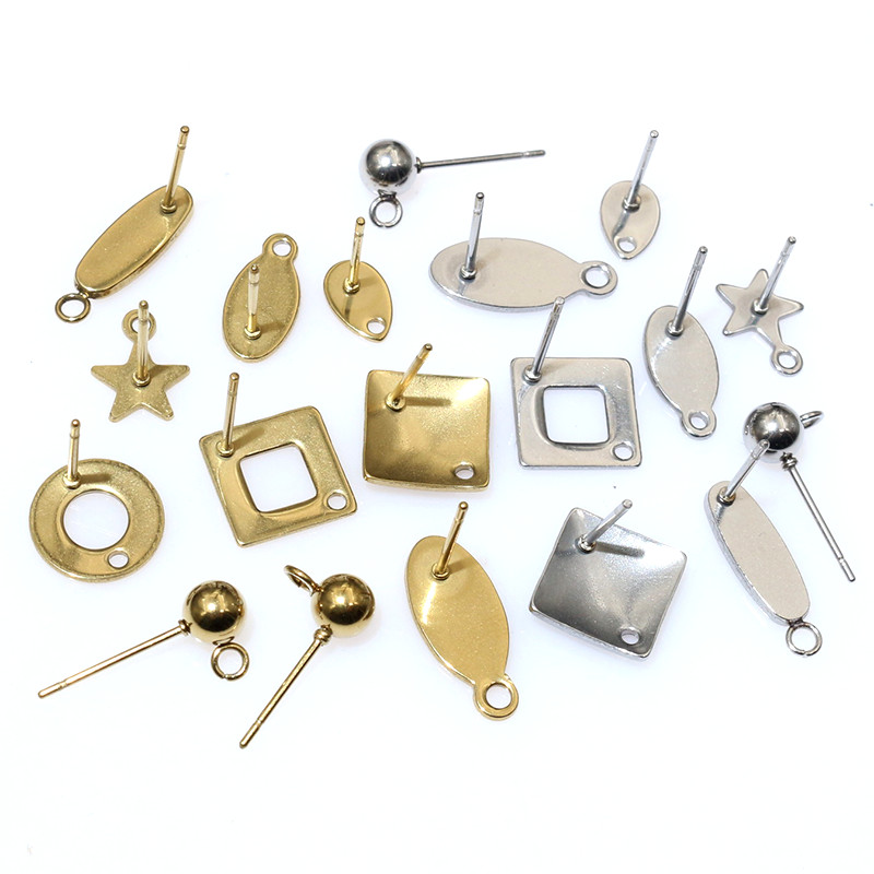 Jewelry Making Ideas - 20個ステンレス鋼クラフトイヤリングスタッド幾何学的多角形イヤリングポストコネクタDIYイヤリングジュエリー製造用品