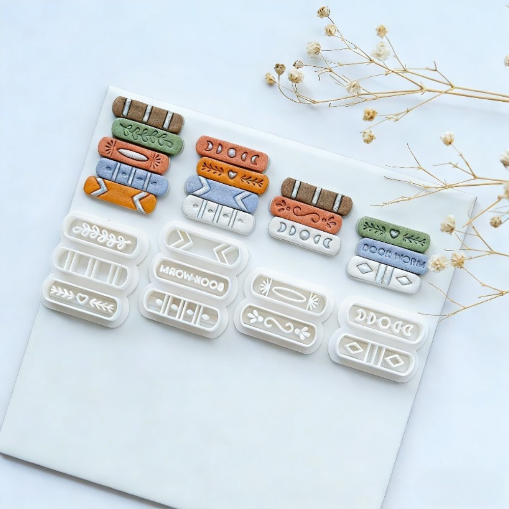 Jewelry Making Guide Book - 7個/セット ブックスタック型ポリマークレイカッターセット 積み重ね可能なブック型 DIYポリマークレイアーティストやクラフター向け ジュエリー製作