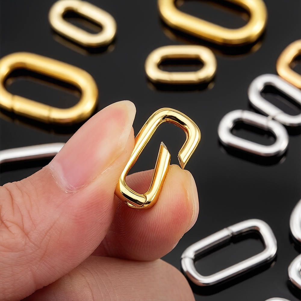 Jewelry Making Hardware - 2個入り 18K金メッキ オーバルカラビナネックレスクラスプ スプリングリング パールエンハンサーコネクター DIYジュエリーブレスレット製作用
