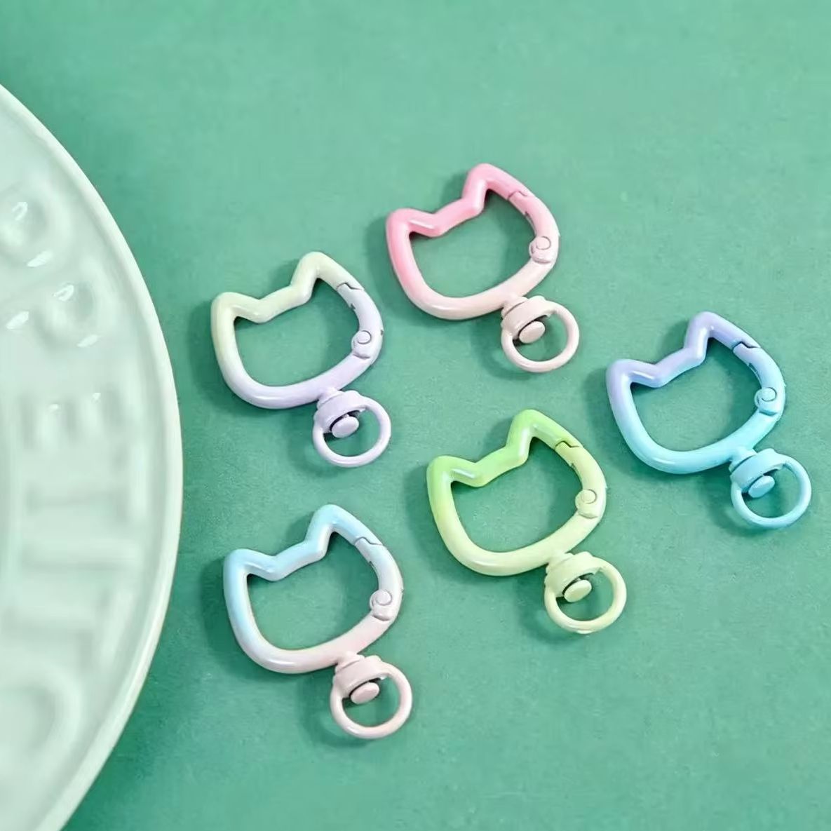 Jewelry Making Ideas - 5-10 個グラデーションかわいい猫クラスプ開閉可能なコネクタカラビナキーチェーン DIY キーホルダージュエリー作成用品工芸品