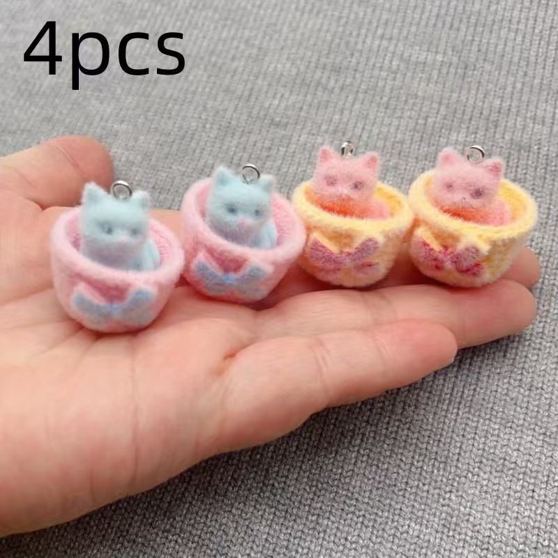 4個入り3Dぬいぐるみ樹脂製猫ペンダント、DIYジュエリー製 - Jewelry Making Party のレビューと価格