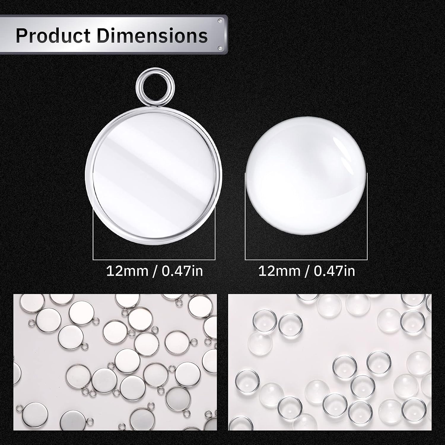 20個のステンレス鋼ラウンドベゼルブランクペンダントトレイ、 - Pendant Blank Bezel のレビューと価格