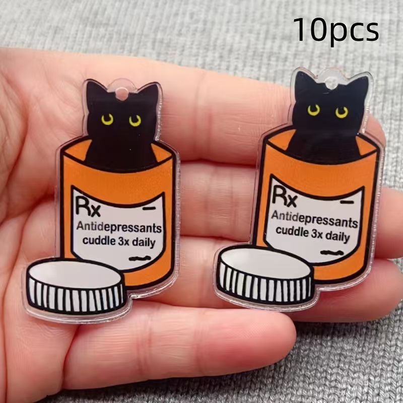 10個のアクリル製薬用猫ペンダント、DIYジュエリー作り用イ - Jewelry Making Party のレビューと価格