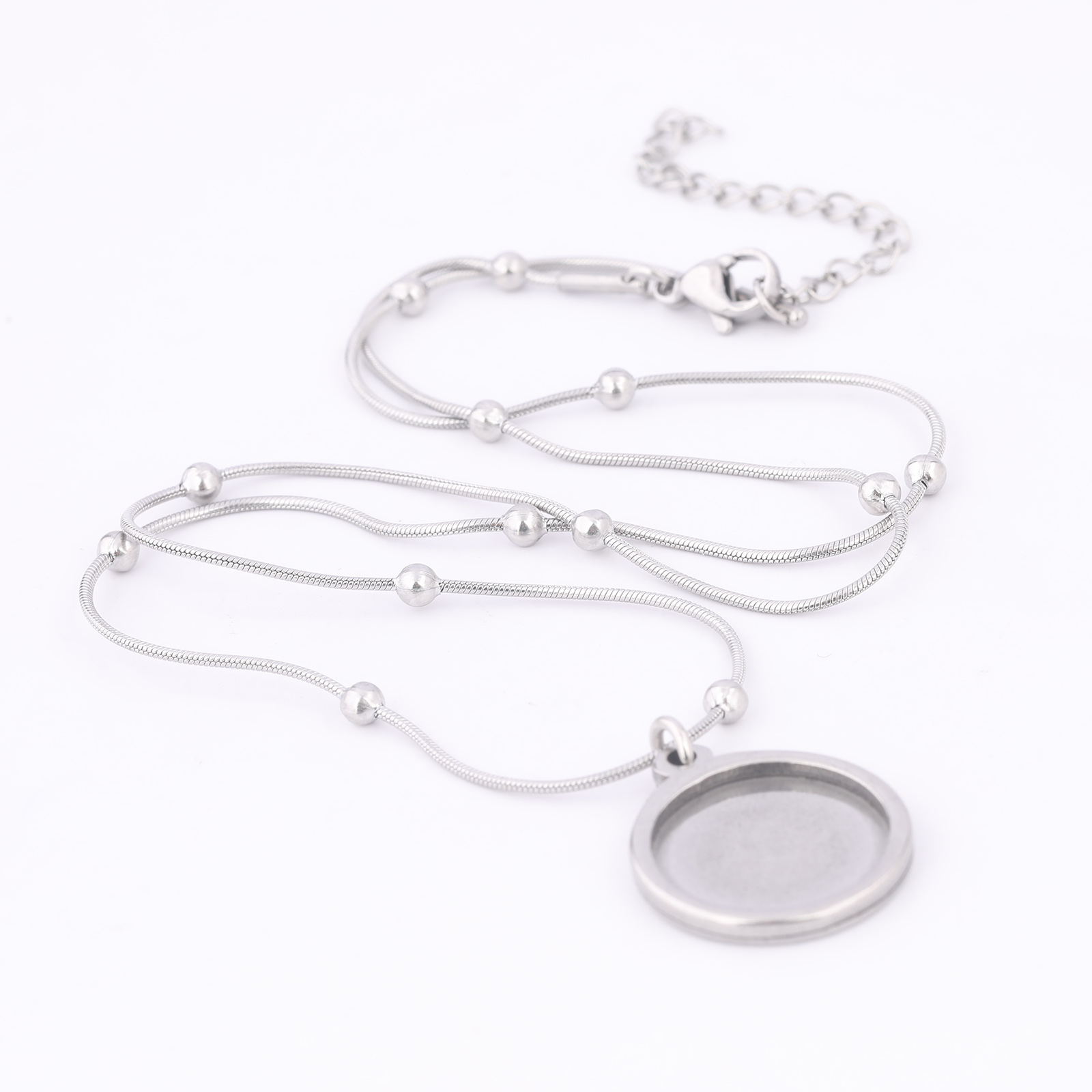 2個 ステンレス製 ボールチェーンネックレス ベゼルブランク - Pendant Blank Bezel のレビューと価格