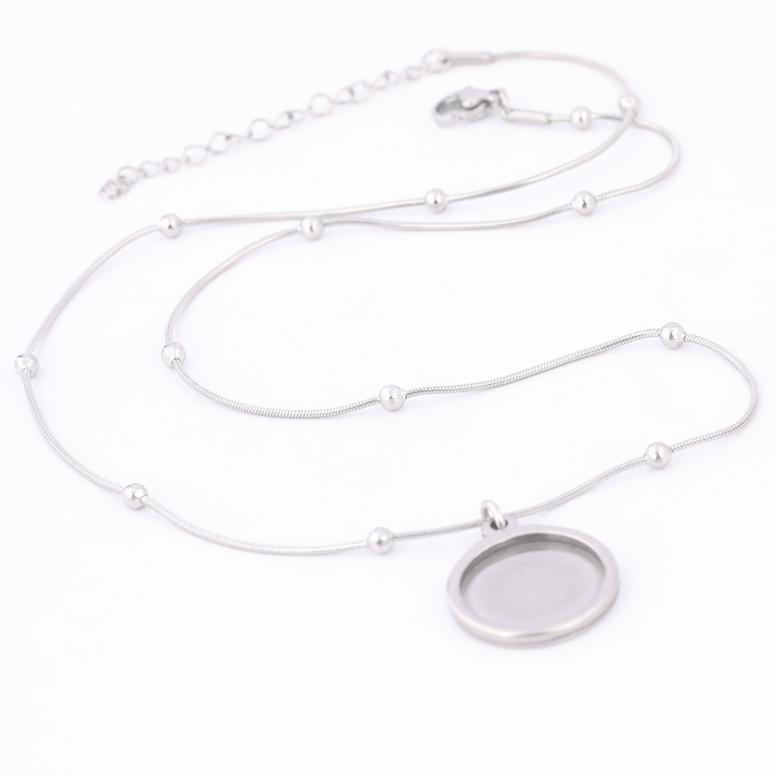 2個 ステンレス製 ボールチェーンネックレス ベゼルブランク - Pendant Blank Bezel のレビューと価格