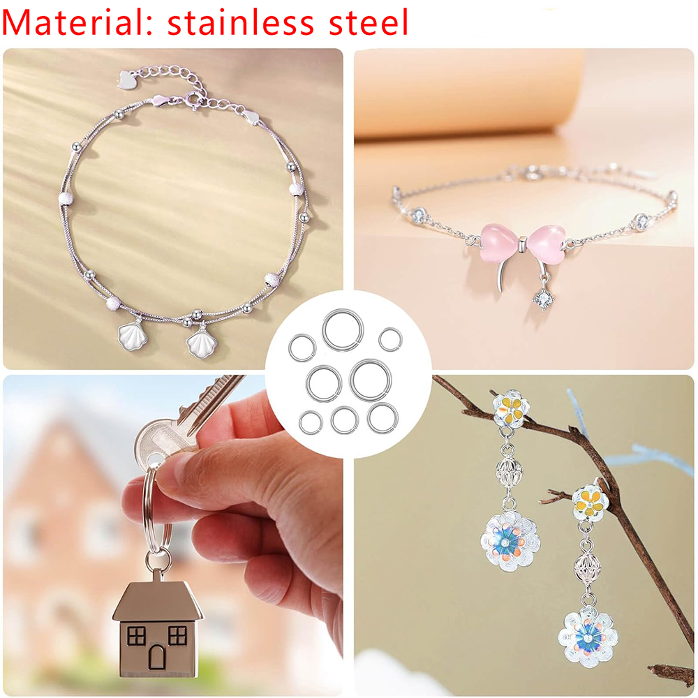 1200個のステンレス製ジャンプリング＆スプリットリングコネ - Jewelry Making Closed Jump Rings のレビューと価格