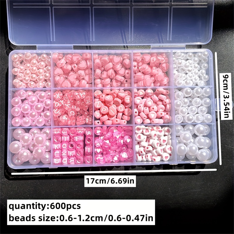 10個入りピンクアルファベットボックス、アクリルビーズ、手作 - Jewelry Making Beginners のレビューと価格
