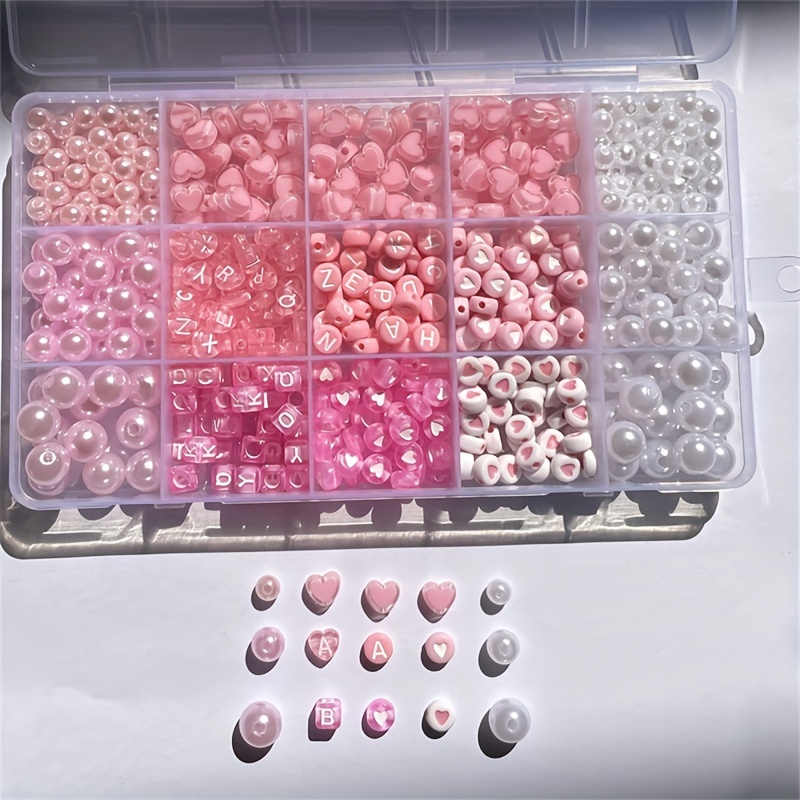 10個入りピンクアルファベットボックス、アクリルビーズ、手作 - Jewelry Making Beginners のレビューと価格