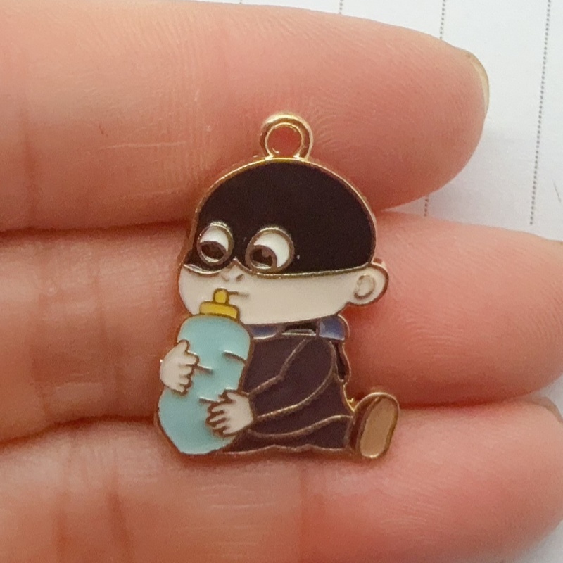 10個入り合金製ドリップオイル漫画ペンダント、DIYジュエリ - Jewelry Making Party のレビューと価格