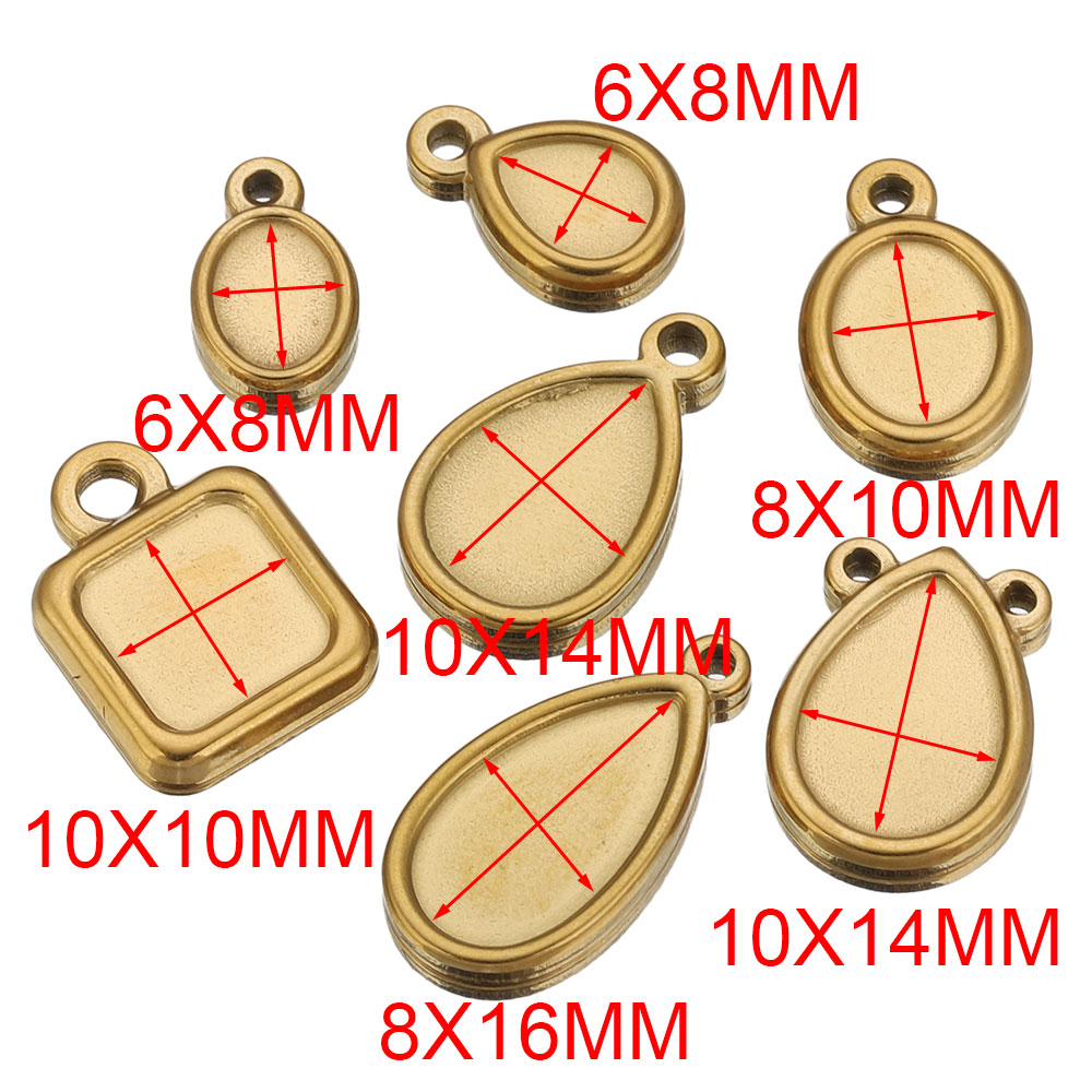 5個入り ステンレス製 スクエアドロップ ラウンドオーバル  - Pendant Blank Bezel のレビューと価格