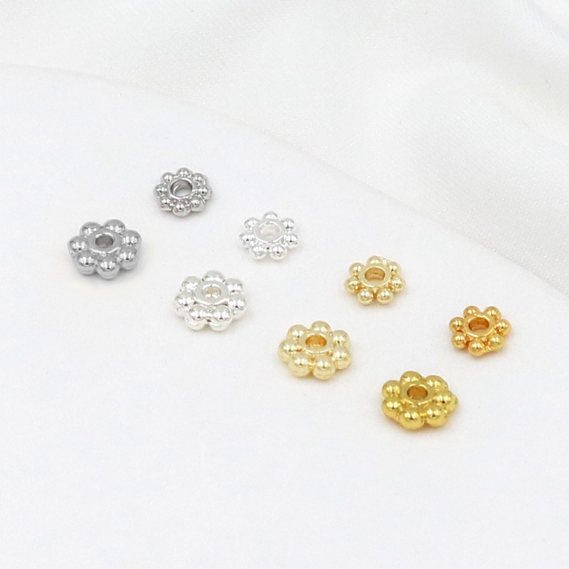 50個 18K金メッキ 925シルバー 4mm 5mm 6m - Jewelry Making Silver のレビューと価格