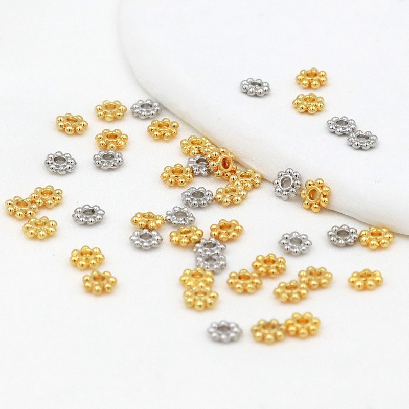 50個 18K金メッキ 925シルバー 4mm 5mm 6m - Jewelry Making Silver のレビューと価格