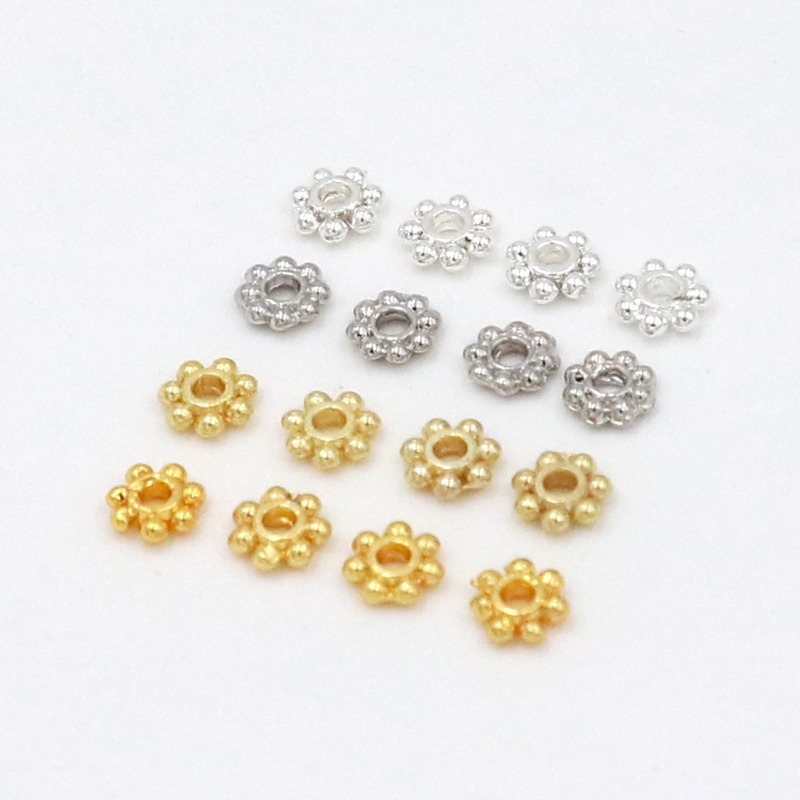 50個 18K金メッキ 925シルバー 4mm 5mm 6m - Jewelry Making Silver のレビューと価格