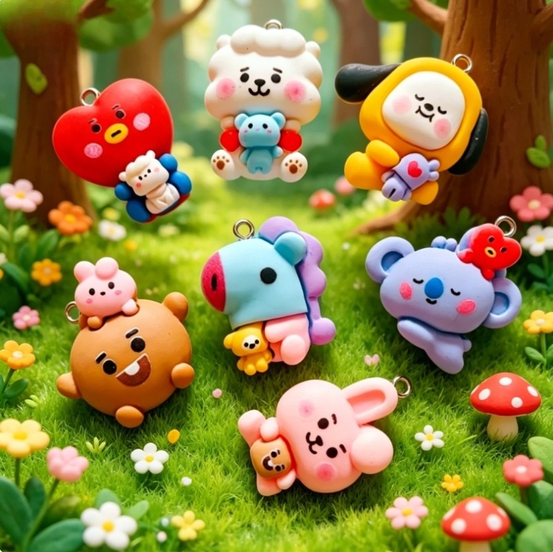 7 個 BT21 樹脂漫画チャーム DIY アクセサリークラ - Jewelry Making Ideas のレビューと価格