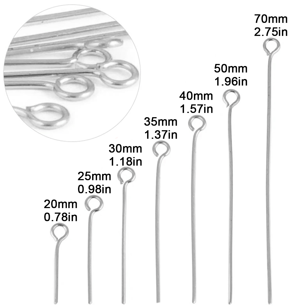 100個/ロット ステンレス製アイピン DIYジュエリーアク - Jewelry Making Earring Supplies のレビューと価格