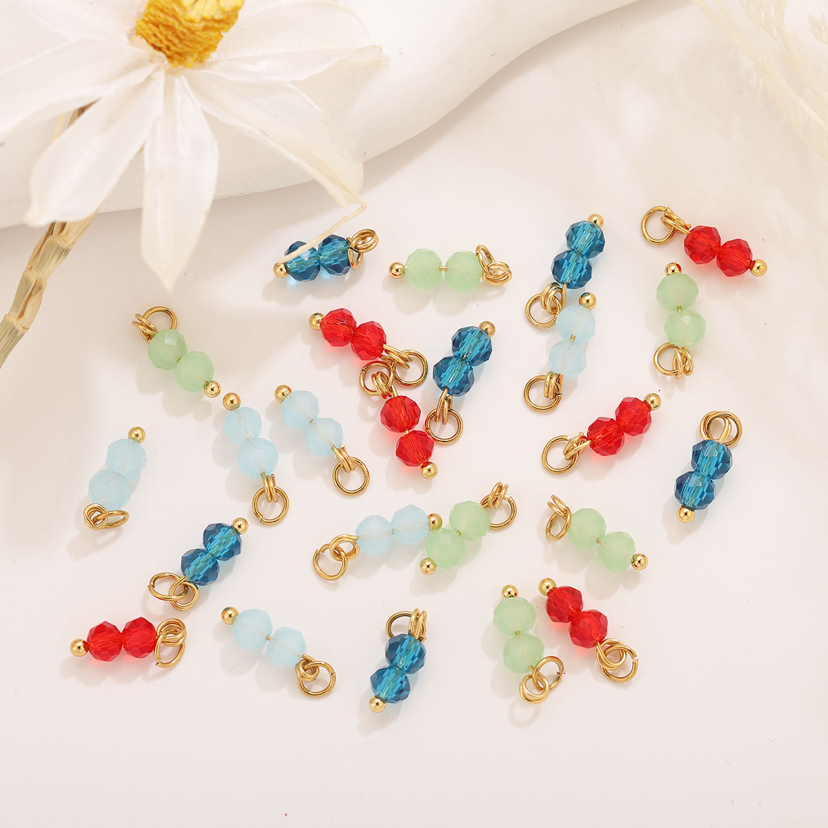 10 個カラーカラークリスタルダブルビーズチャームステンレス - Jewelry Making Beginners のレビューと価格