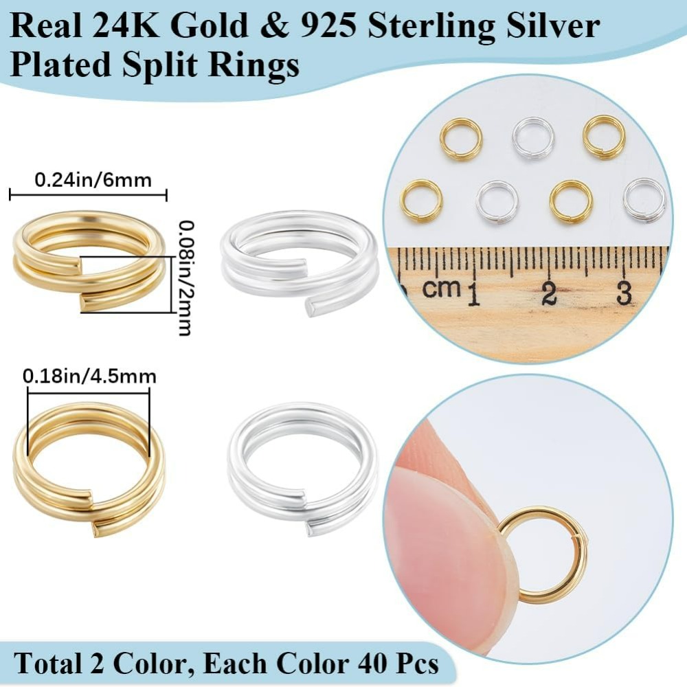 1 ボックス 80 個分割ジャンプリング 24K ゴールドと - Jewelry Making Silver のレビューと価格