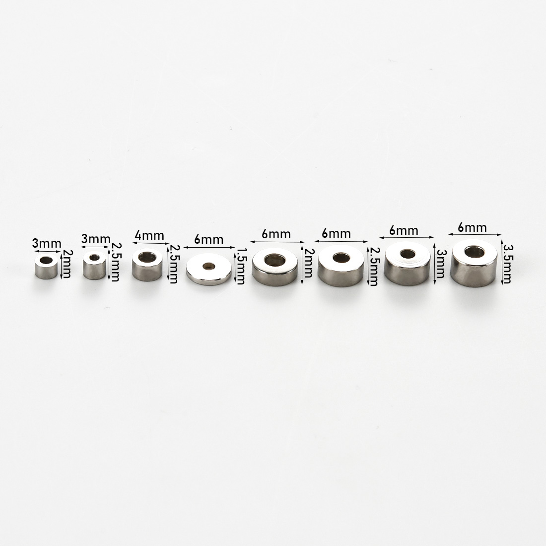 50 個ステンレス鋼シリンダースペーサービーズ 3/4/6  - Jewelry Making Silver のレビューと価格