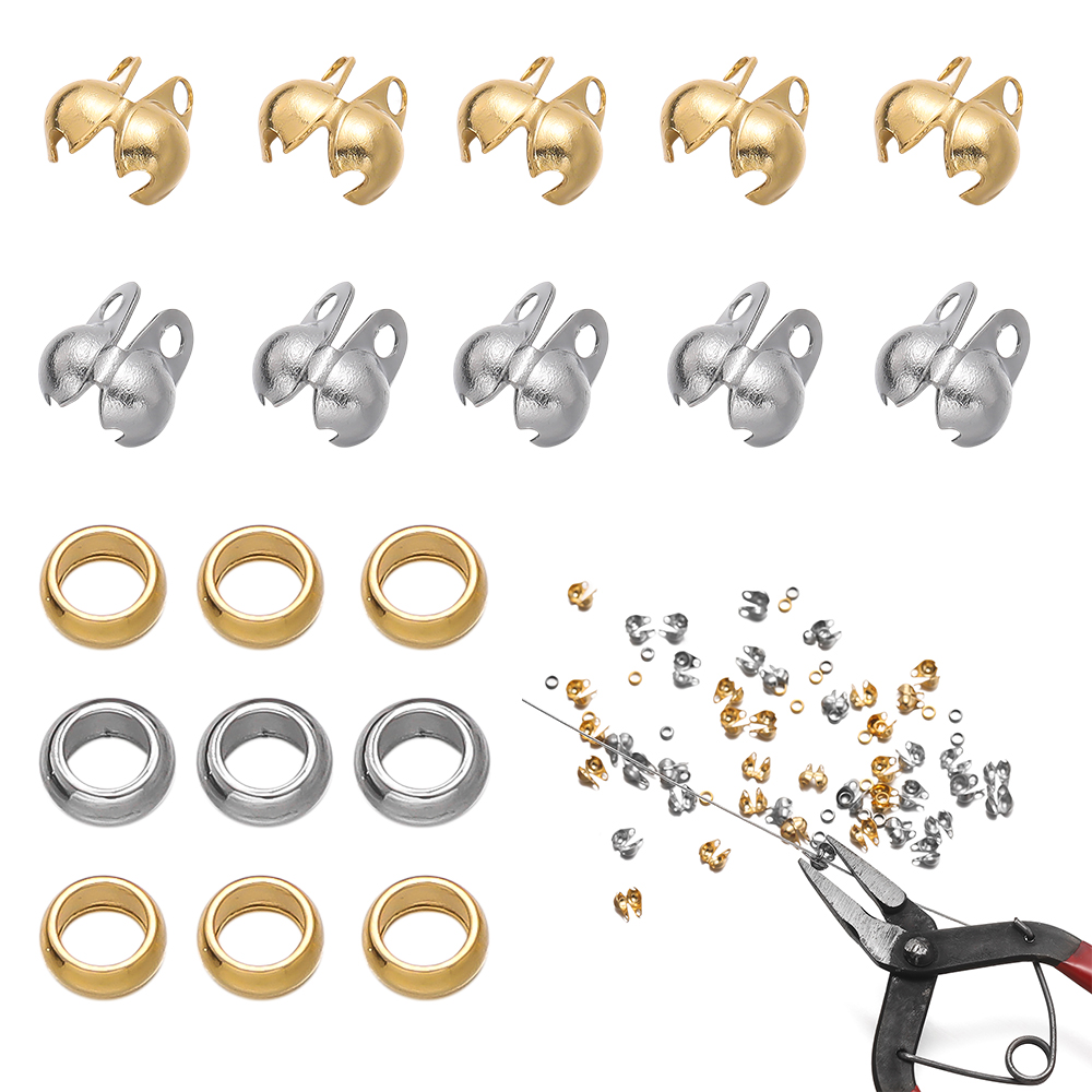 1 セットステンレス鋼圧着ビーズヒントノットカバークラムシェ - Jewelry Making Earring Supplies のレビューと価格