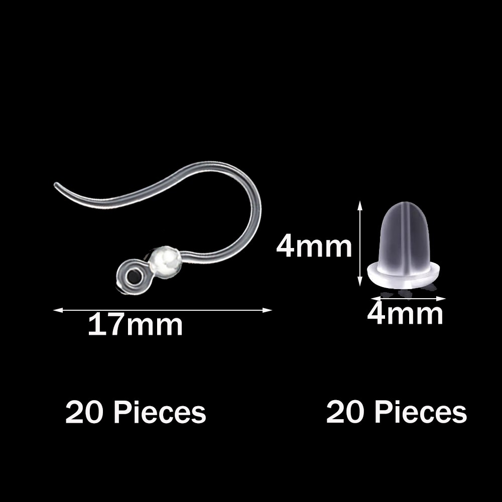 40個の透明なプラスチック製イヤリングフック、ループ付きイヤ - Jewelry Making Hardware のレビューと価格