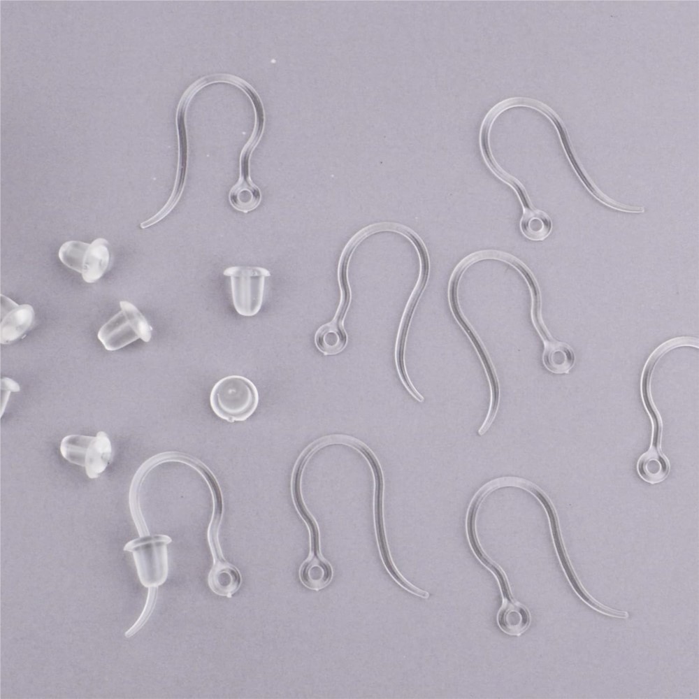 40個の透明なプラスチック製イヤリングフック、ループ付きイヤ - Jewelry Making Hardware のレビューと価格