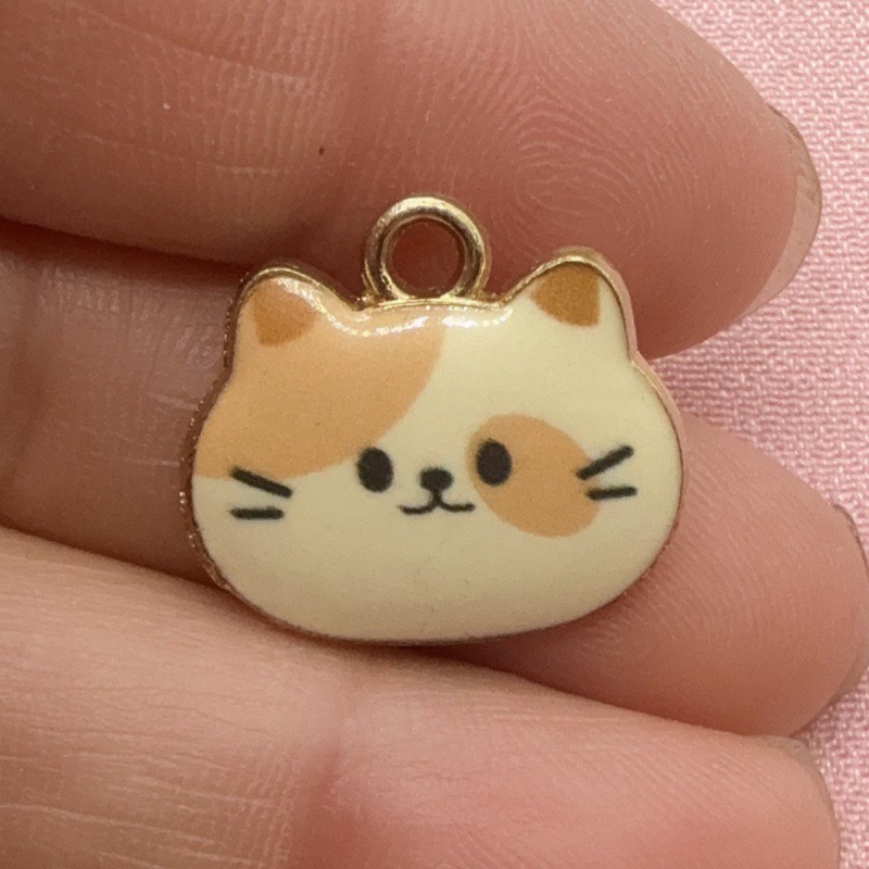 12個入りプリント猫ヘッド合金ドリップオイルペンダント、DI - Jewelry Making Party のレビューと価格
