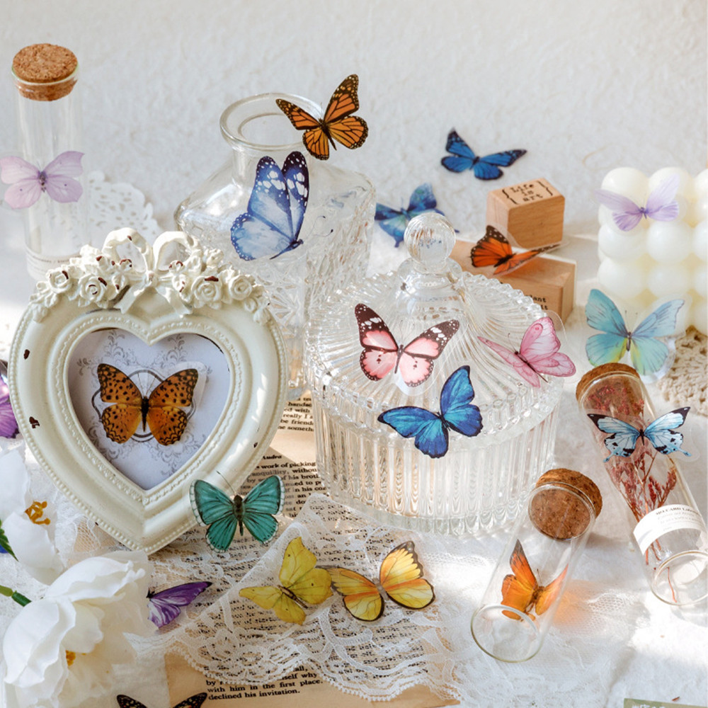 透明な装飾的な蝶のステッカー40ピース/バッグ,日曜大工,エ - Jewelry Making Journal のレビューと価格
